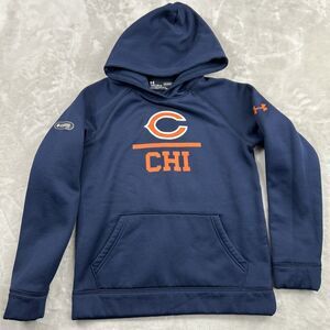 Under Armour Chicago Bears Kids Hoodie Sweatshirt Medium Navy Cold Gear